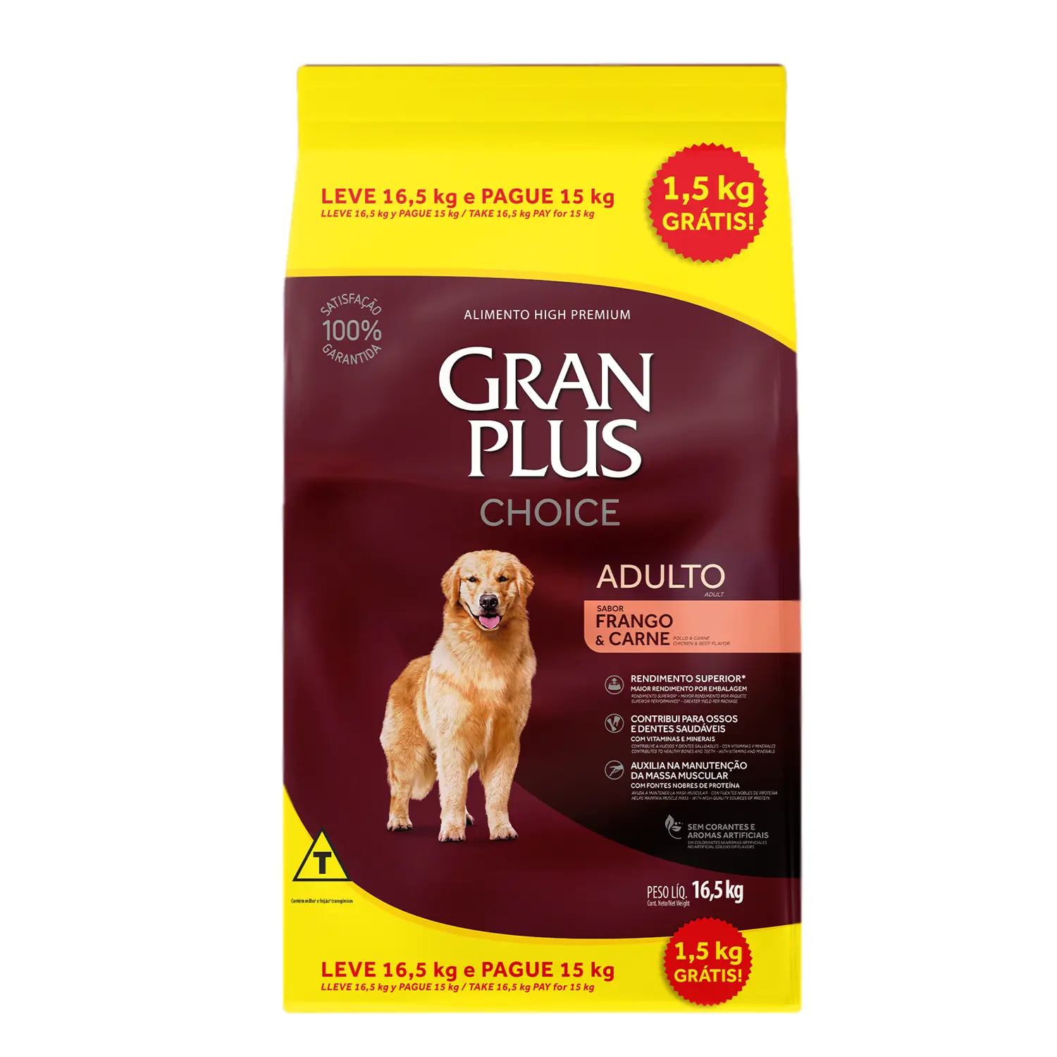Ração GranPlus Choice Cães Adultos Frango e Carne